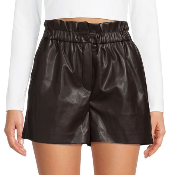 Laundry by Shelli Segal Faux Leather Shorts Dark Brown M - Picture 1 of 7